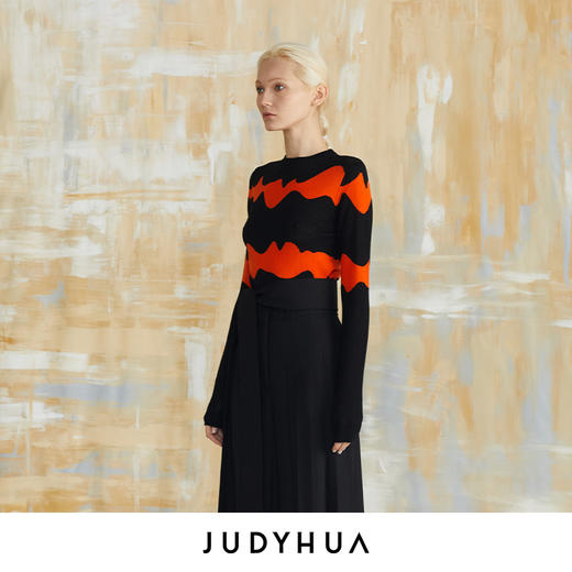 JUDYHUA 波纹嵌花针织上衣 商品图1