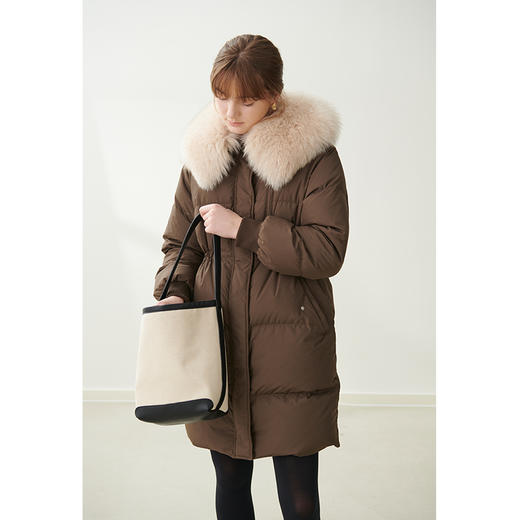 HeyDress蓝狐毛大翻领羽绒服女冬季90白鸭绒保暖宽松收腰外套 商品图6