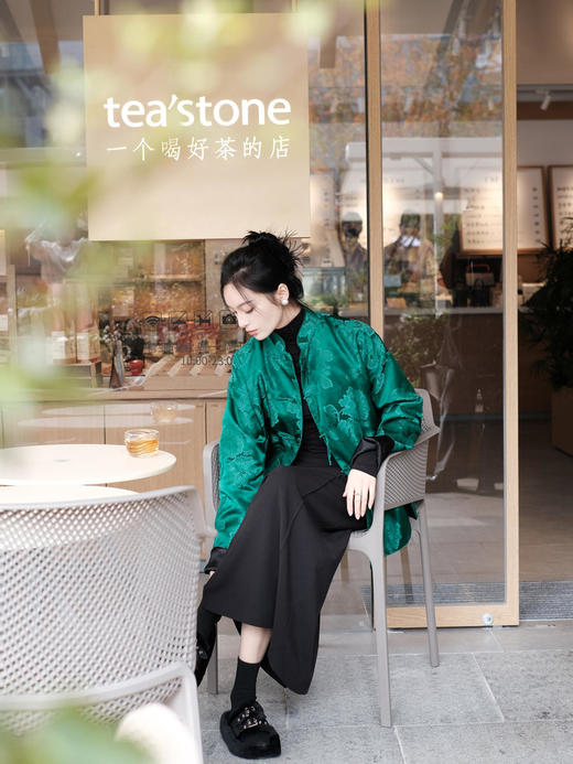 微瑕秒杀| 盛唐牡丹 |祖母绿石榴花对襟外套正反两穿 (不夹棉）[特价品](特殊商品不退不换) 商品图4