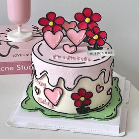 二次元爱心花花蛋糕S178