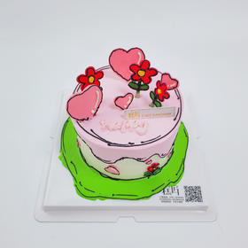 小花花二次元蛋糕（奶油戚风蛋糕）