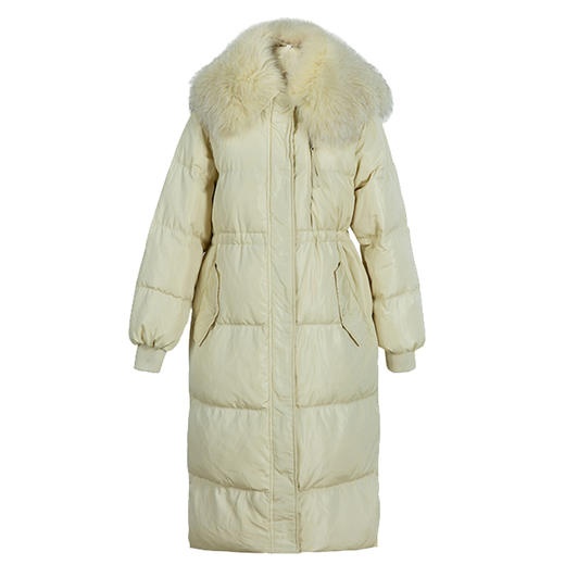 HeyDress蓝狐毛大翻领羽绒服女冬季90白鸭绒保暖宽松收腰外套 商品图7