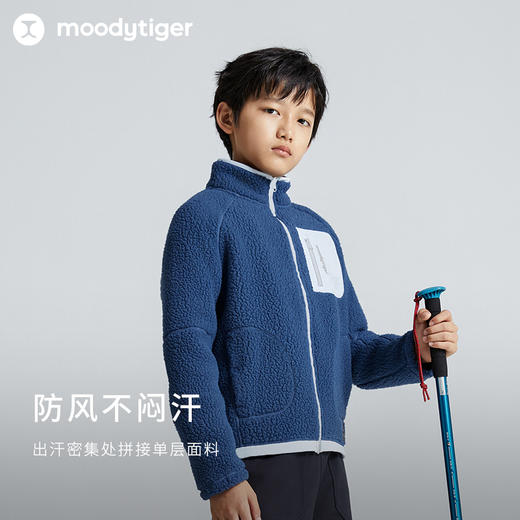 moodytiger23冬新儿童外套中大童毛绒保暖加厚拼接冬季外套 M34510403 商品图2