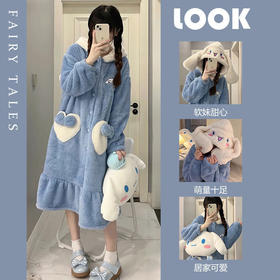 可穿到160斤【大码网红热款！珊瑚绒睡袍】卡通睡衣女秋冬季珊瑚绒睡袍情侣加厚学生长款加绒浴袍可外穿睡裙