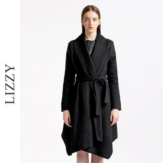【双面呢】LIZZY2023冬款毛呢大衣轻奢女装外套配腰带6658 商品图0