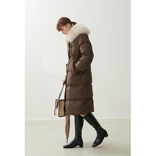 HeyDress蓝狐毛大翻领羽绒服女冬季90白鸭绒保暖宽松收腰外套 商品图5