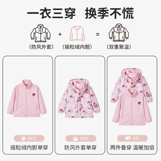 Disney/迪士尼2023新款草莓熊外套冲锋衣加厚两件套  XHR 商品图2