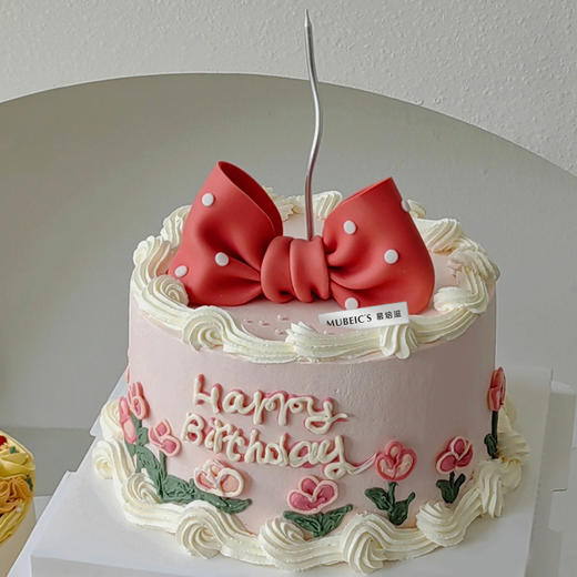 粉色蝴蝶结裱花蛋糕S168 商品图0