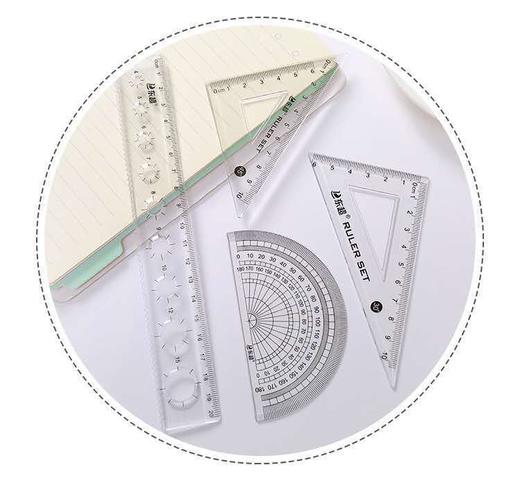 【书行一分购】学生文具常用品尺子套装直尺三角板量角器多功能作图绘图工具可爱精美包装 商品图5
