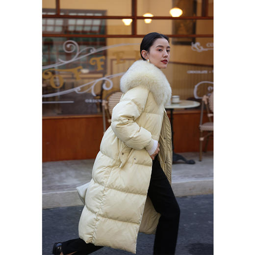 HeyDress蓝狐毛大翻领羽绒服女冬季90白鸭绒保暖宽松收腰外套 商品图3