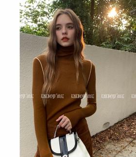 冬季派对复兴-撞色高领针织上衣 155108041