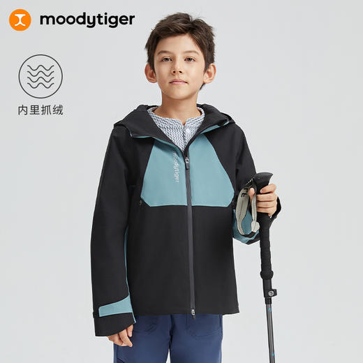 moodytiger儿童外套23年冬季男童女童防风摇粒绒户外运动风衣 M34510410 商品图0