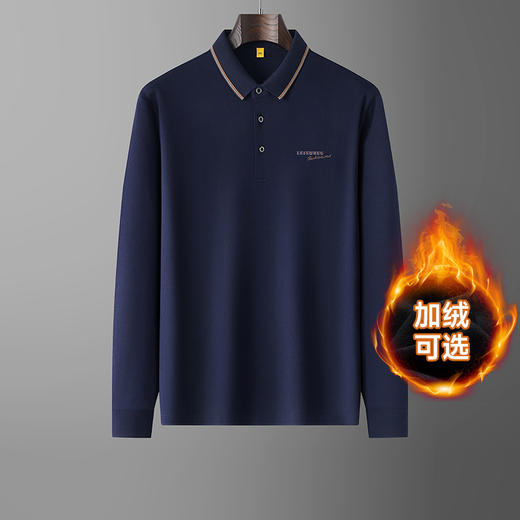 【新款DG】大依优型大码加绒长袖Polo衫翻领加肥加大肥佬休闲宽松透气上衣胖子绅士打底T恤 商品图0