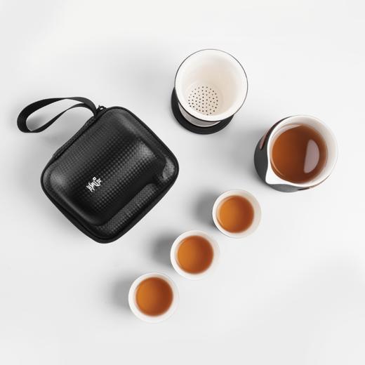 【旅行便携套装】鸣盏陶瓷快客杯黑釉珍瓷茶具茶海茶漏茶巾品茗杯家用 商品图1