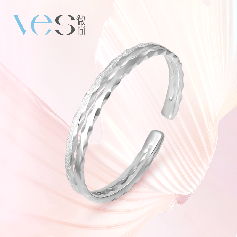 双层扭纹足银9999开口手镯