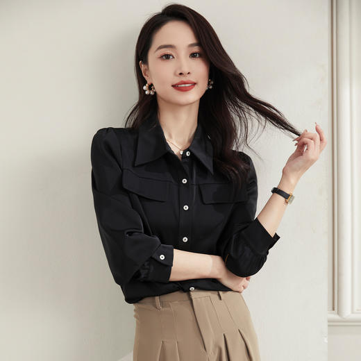 【商务通勤】罗蒙四季款女式长袖衬衫大众日常舒适简约职场衬衫女 商品图7