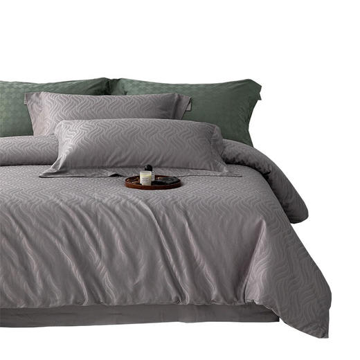 恒源祥礼业TBK3018烟雨星云100支全棉提花四件套  1.8m（被套：220*240cm） 商品图1