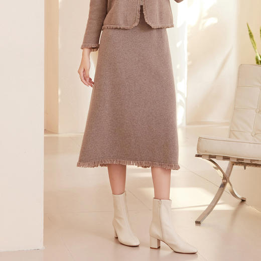 馥迦新中式毛边羊毛半身裙 商品图1