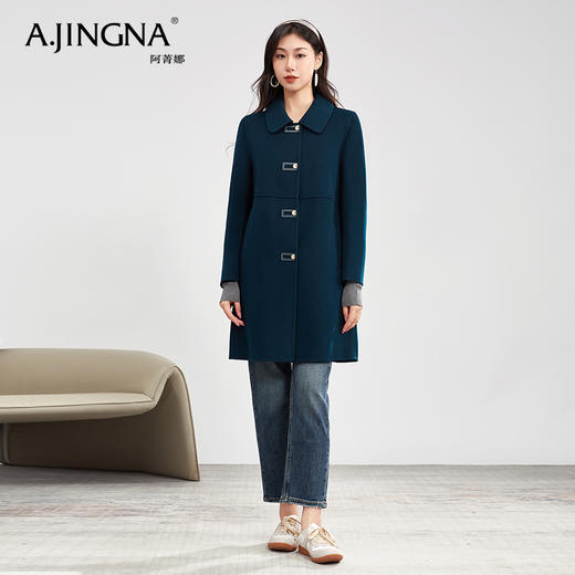 【商城同款】阿菁娜复古扣子柔美翻领全羊毛大衣外套F30D211070 商品图5