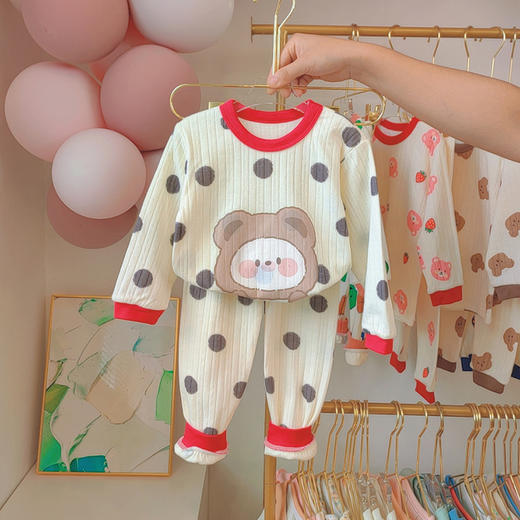 【轻柔贴肤！儿童睡衣家居服】秋季新款提花全棉套装男女童长袖内衣秋衣秋裤，绒软如云，舒适保暖，为你的宝宝带来温馨的睡眠时光。ry 商品图4
