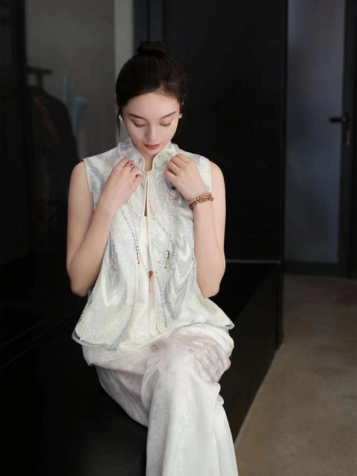 下架|盛唐牡丹|水绒蕾丝串珠马甲 商品图2