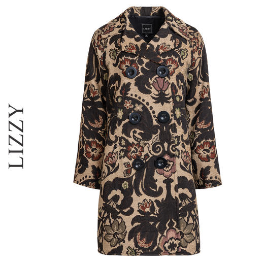 LIZZY2023秋冬新款英伦风格优雅简约H摆型提花面料双排扣大衣2961 商品图4