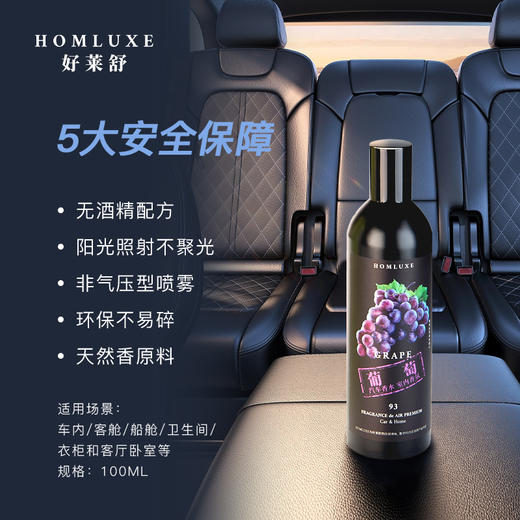 好莱舒汽车香水 无酒精安全除臭车载香水室内香氛车用葡萄香味100ml 商品图2