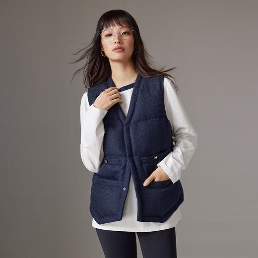 53618 IN AND ON 高阶定制 粗花呢小香风蓬松保暖鹅绒马甲 商品图3