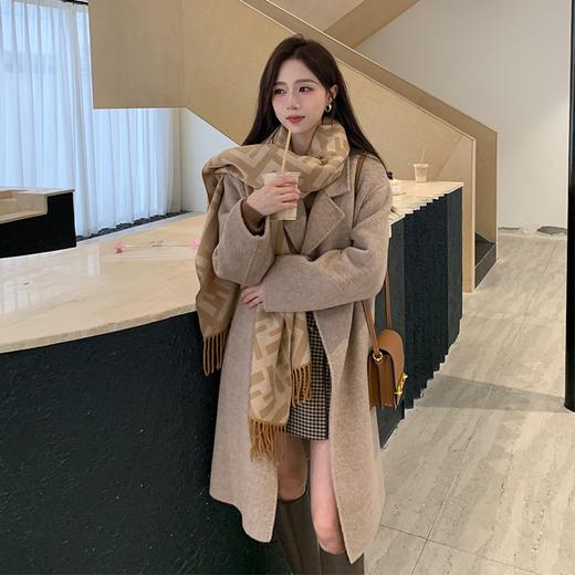 金蘑菇菇【日落派对】中长款宽松全羊毛双面毛呢外套 商品图2