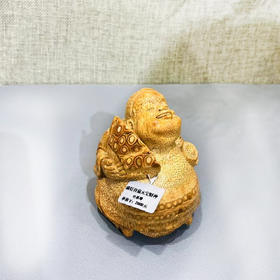 满钉持扇元宝财神°竹根雕