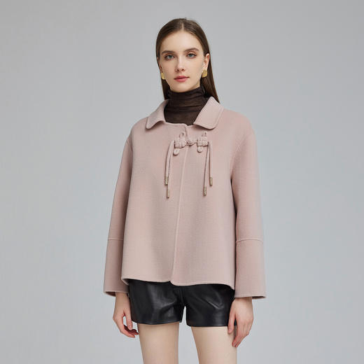 NH956斯尔丽23冬季新款中国风盘扣流苏短款宽松小个子显瘦大衣 商品图0