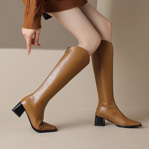 尖头粗跟高跟马丁靴高筒靴，筒骑士靴大筒围长筒靴HB-Z995 商品图2