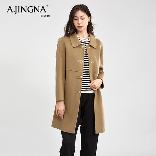 【商城同款】阿菁娜复古扣子柔美翻领全羊毛大衣外套F30D211070 商品图2
