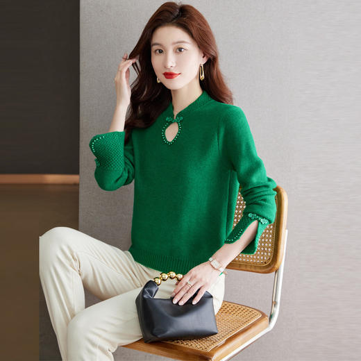 新中式小香风立领毛衣，小个子国风上衣针织衫CC-MY-68276 商品图2