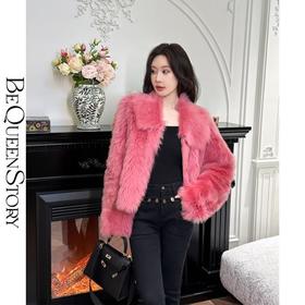 BeQueenStory【好莱坞热恋】西班牙托斯卡纳直毛漂染显白翻领毛外套