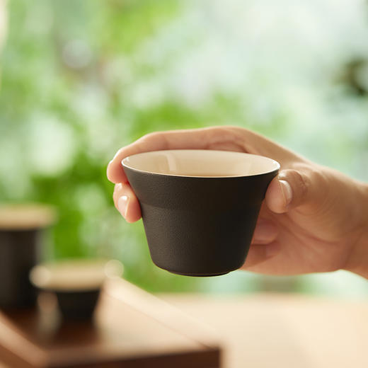 【羊脂玉瓷】鸣盏陶瓷主人杯功夫茶具茶杯品茗杯黑釉陶瓷杯 商品图2