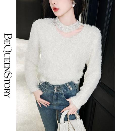 【孤品样衣，不退不换】【奶油桃乐丝】意大利进口金丝线闪光感软糯亲肤毛衣女 商品图2