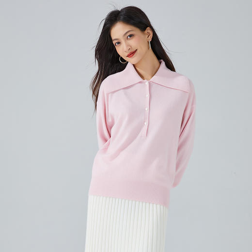 东黎 • 小山羊绒 女士秋冬大翻领简约纯色休闲羊绒衫  3414 商品图4