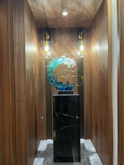 BGT浪花游鱼琉璃艺术摆件现代轻奢居家酒柜玄关办公室装饰品 商品图1