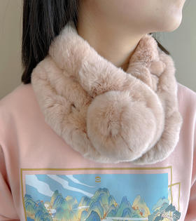 秋冬濑兔毛围脖 保暖围巾