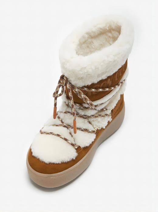 Moon Boot - Mb Jtrack Shearling - Whisky/Off White - 儿童 - 雪地靴 - 浅褐色/白色 商品图2