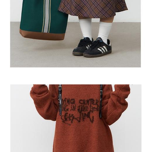 紫棕色斜纹格子复古鱼尾半身裙腰头可抽绳 商品图3