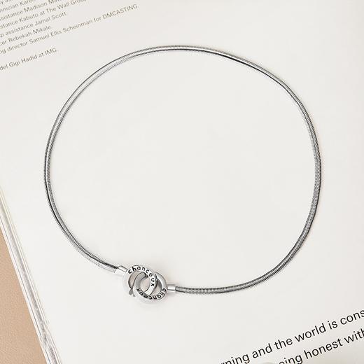 Oflye潮流饰品 欧美时尚个性环环相扣项链女小众设计冷淡风锁骨链配饰简约气质颈链 商品图3