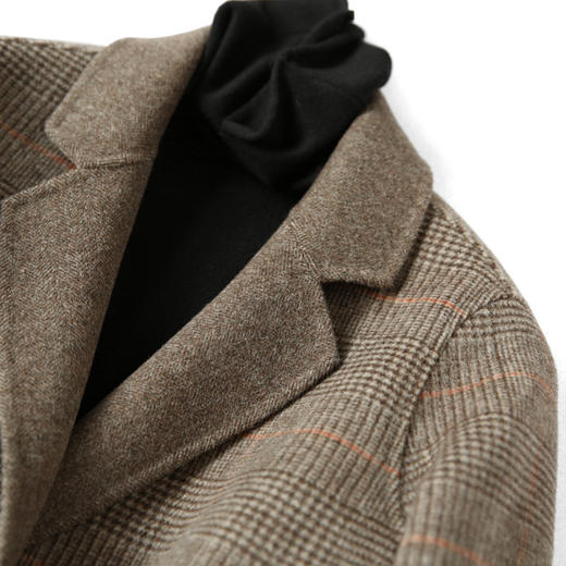 丁摩 手缝双面羊毛西装外套女女装秋冬季格子毛呢大衣3ZF-8023 商品图1