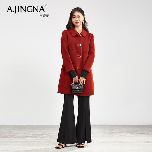 【商城同款】阿菁娜复古扣子柔美翻领全羊毛大衣外套F30D211070 商品图1