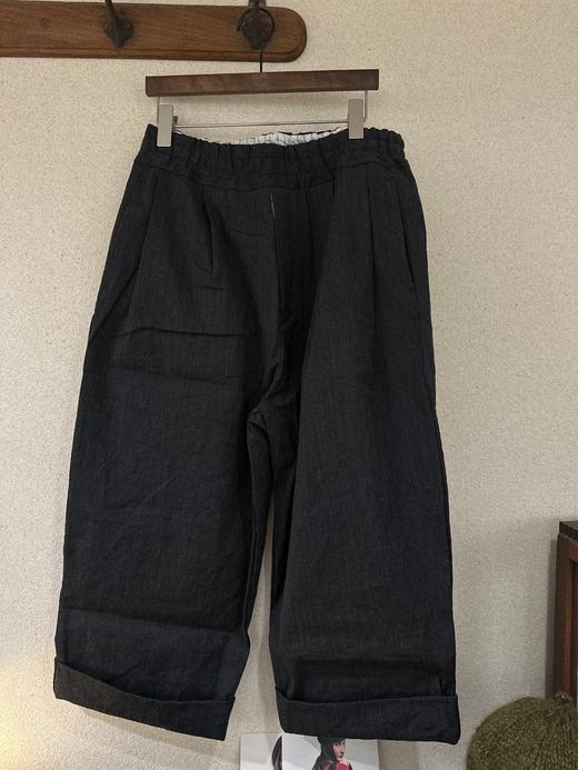 ALBUM DI FAMIGLIA 炭黑INOX质感阔腿裤休闲裤 商品图6