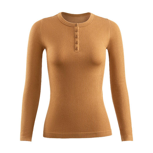 TG-TG03S264秋冬真丝美雅碧保暖长袖T恤 无缝高弹保暖桑蚕丝上衣纽扣领 商品图4