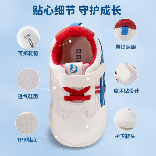 贝贝怡童鞋男女童软底包头学步鞋春秋新款网面透气防滑宝宝鞋233X477 商品图8