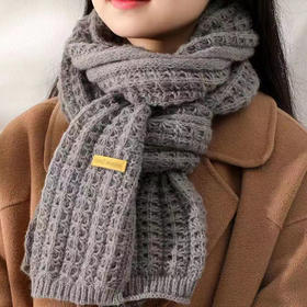 针织围巾女冬季百搭韩版粗绒毛线保暖围脖护颈防风纯色织围巾