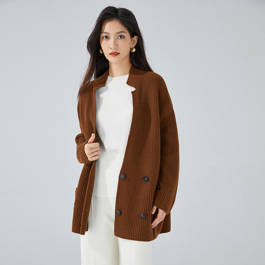 东黎 • 小山羊绒女士秋冬宽松西服版开衫 3420 商品图0